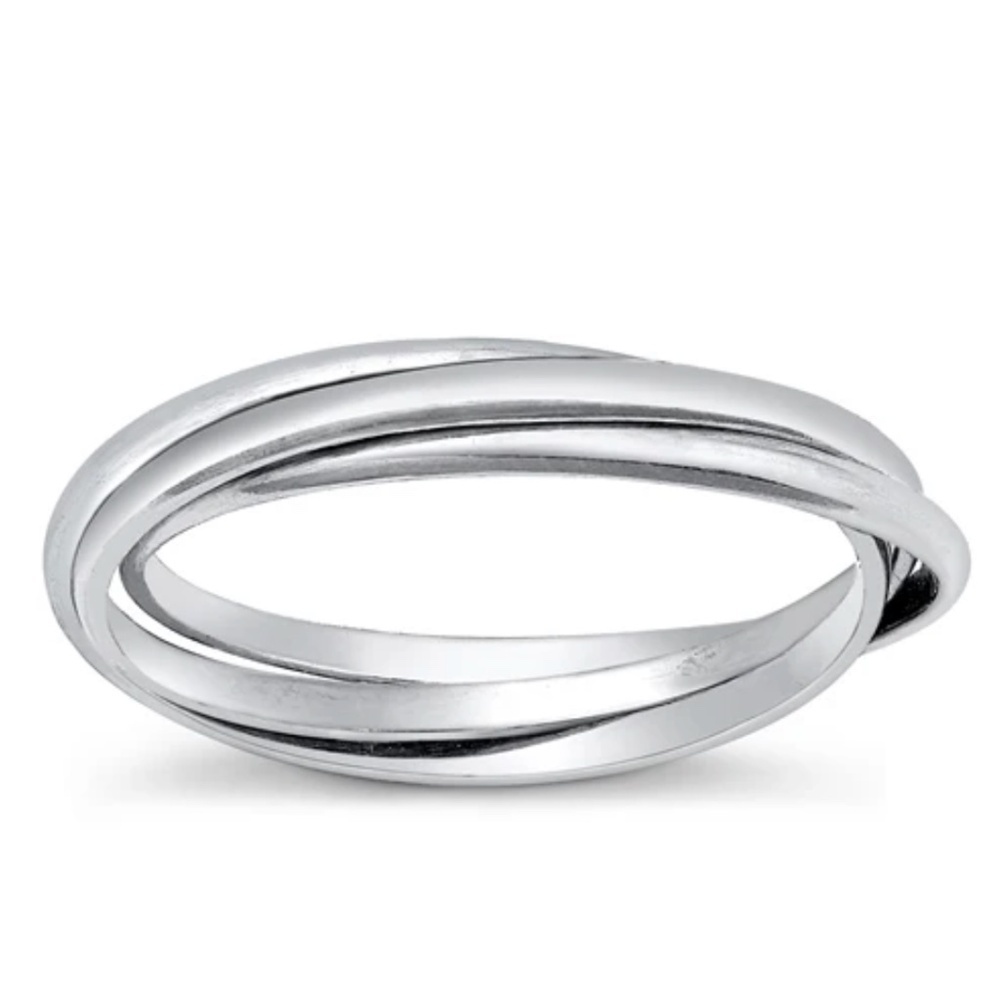 Sterling Silver Interlocking Bands Ring – Size 7.5